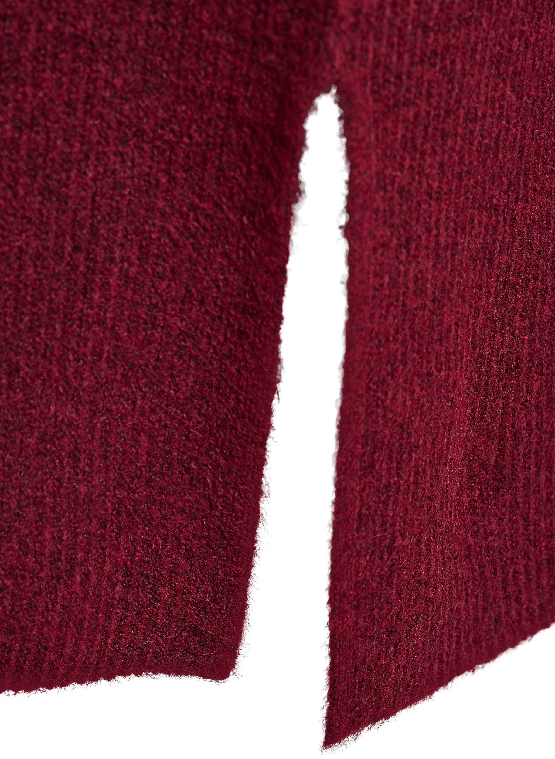 Zizzi Langes Strickkleid mit hohem Kragen, Rot, Packshot image number 3