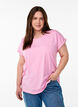 Kurz&auml;rmeliges T-Shirt aus einer Baumwollmischung, Pink, Model image number 0