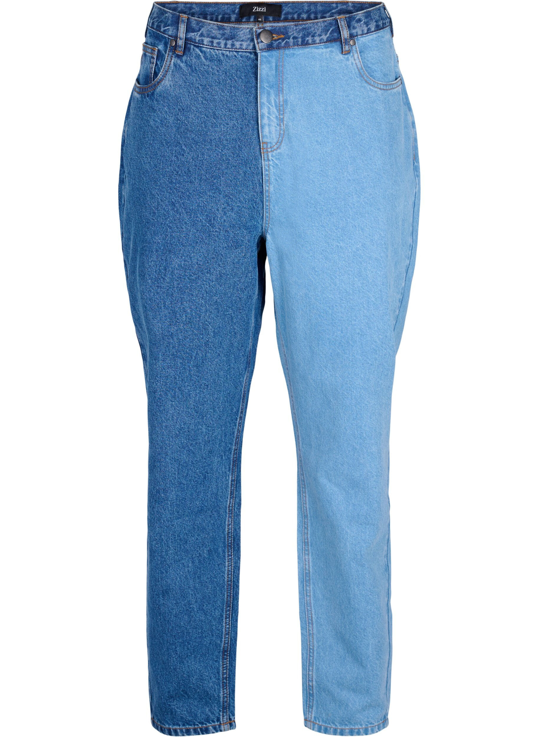 Zizzi Two-Tone Mille Mom Fit Jeans, Lt. B. Comb, Packshot image number 0