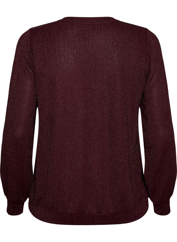 Blouse avec texture verticale et fils scintillants, Bordeaux, Packshot image number 1