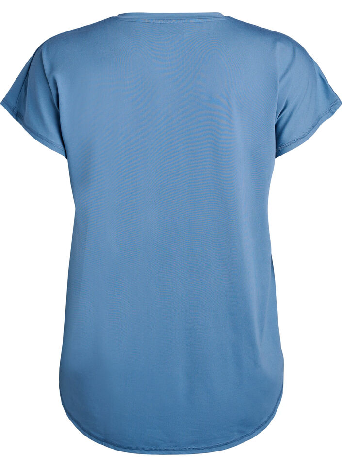 T-shirt de sport &agrave; manches courtes et col en V, Bleu p&eacute;trole, Packshot image number 1