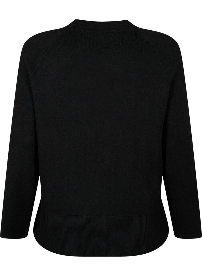 Pull en mélange de viscose avec fente sur le côté	, Black, Packshot image number 1
