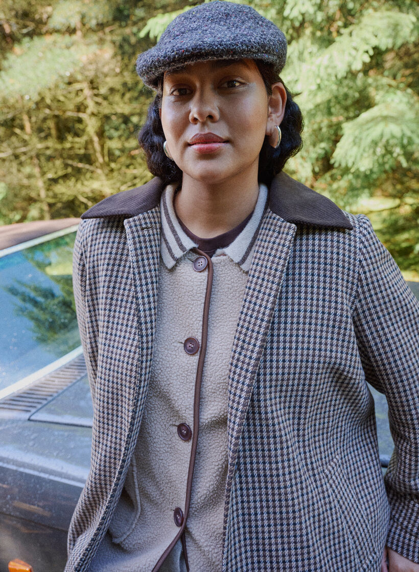 Cardigan avec manches et col contrastants, Beige, Image image number 0