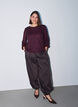 Blouse avec texture verticale et fils scintillants, Bordeaux, Model image number 1