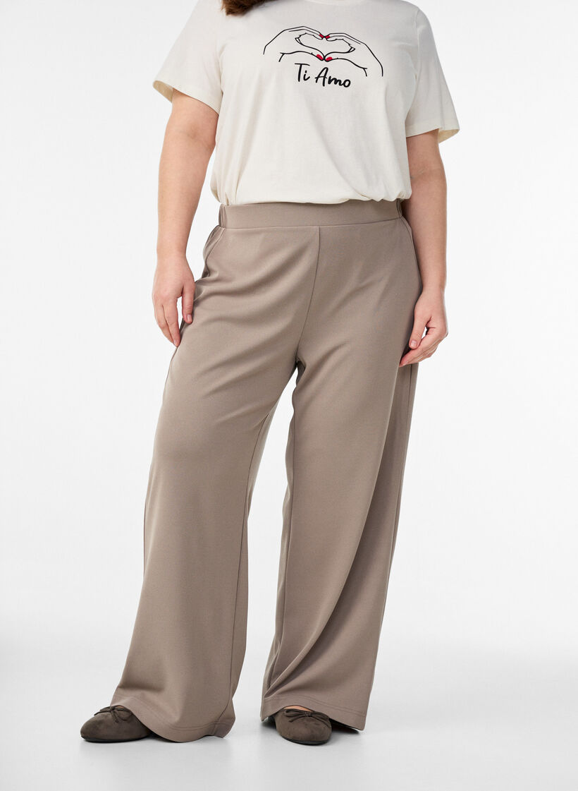 Pantalon ample, Beige, Model image number 2