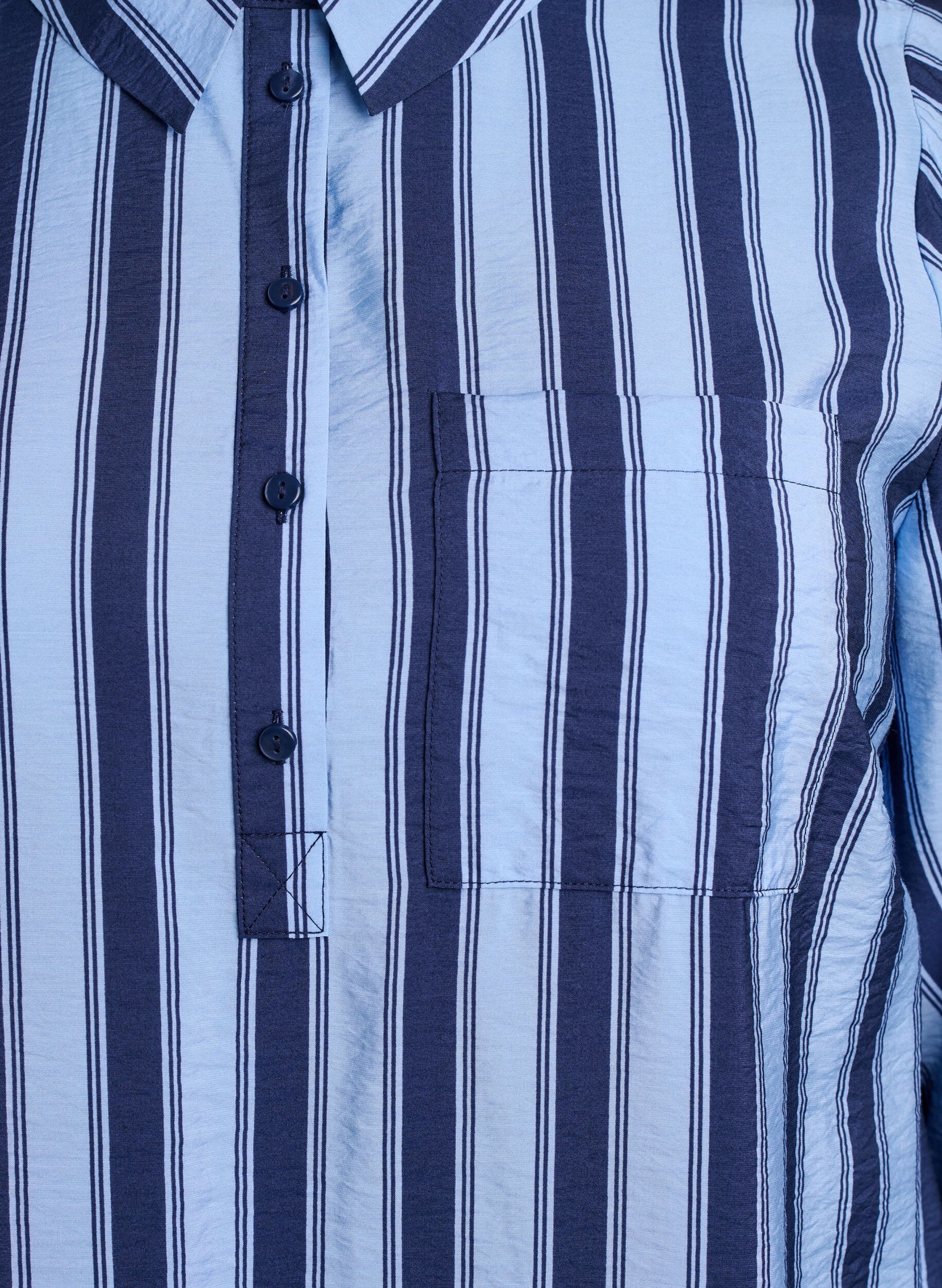 Zizzi Robe courte avec col et poche poitrine, Bleu, Packshot image number 2