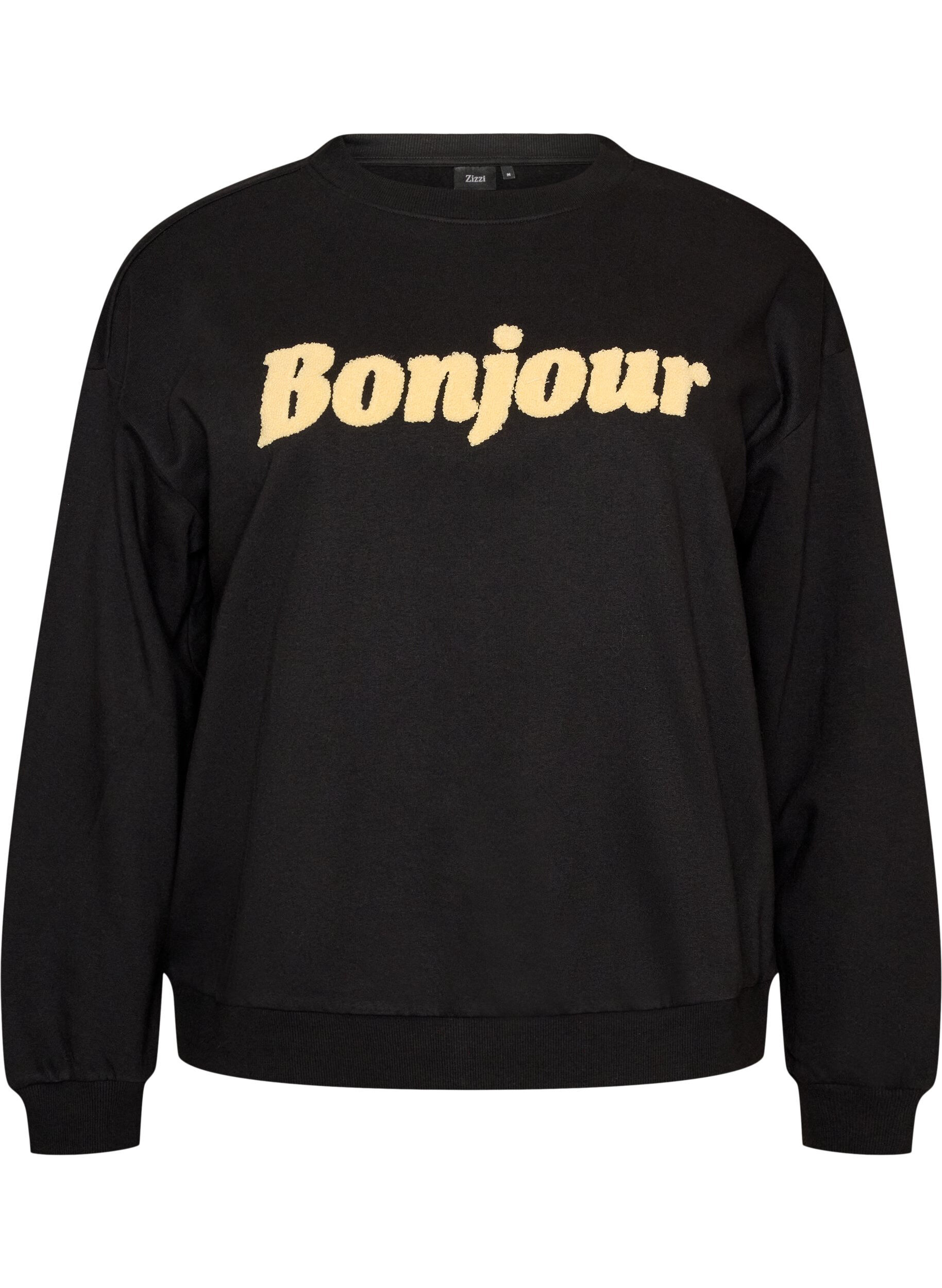 Sweatshirt mit Boucl&eacute;-Textmotiv