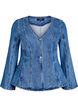Veste en jean avec coutures galbantes et col en V, Bleu, Packshot image number 0