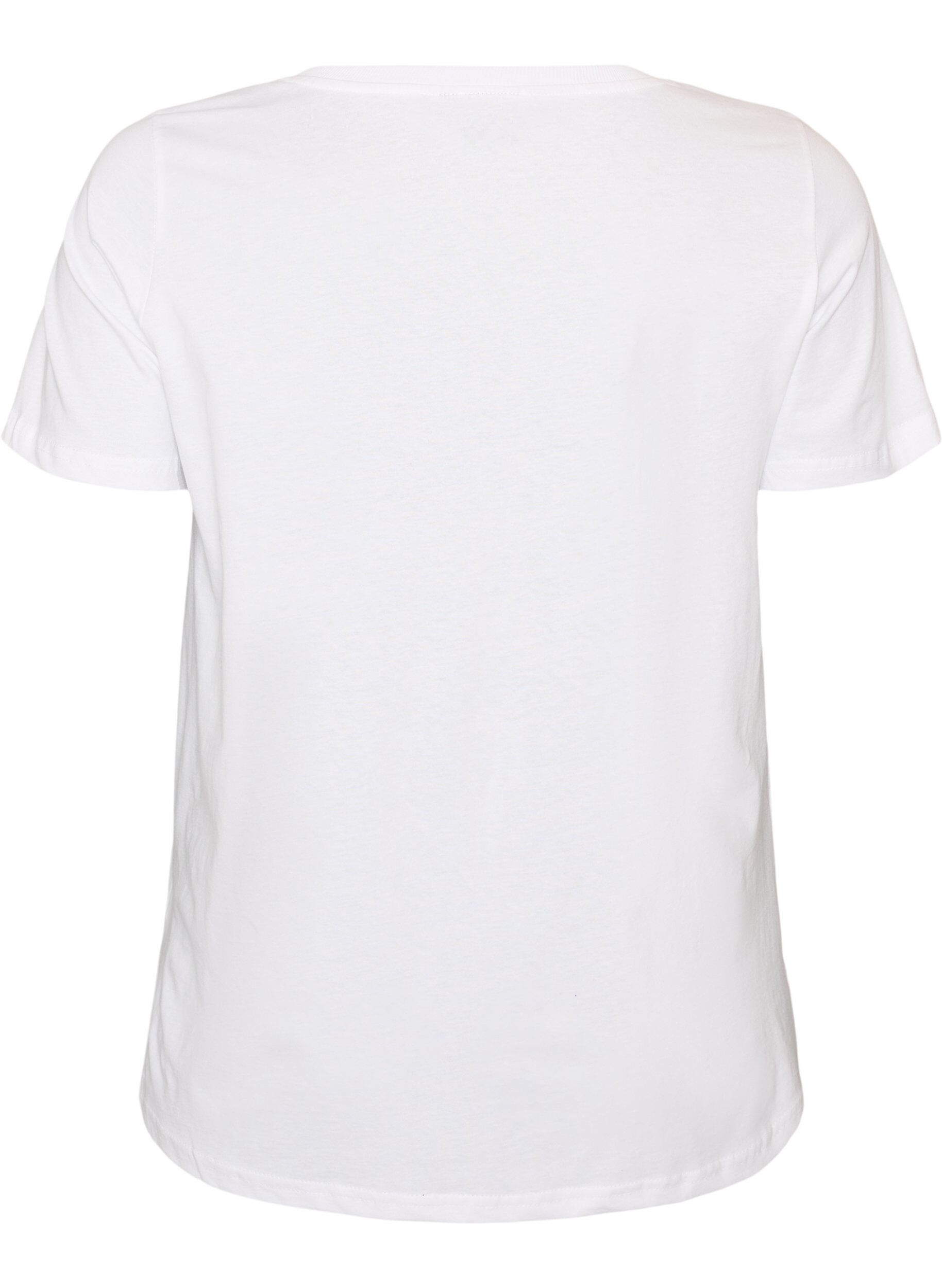ZizziT-shirt en coton avec imprim&eacute; sur le devant et col en V, Blanc, Packshot image number 1