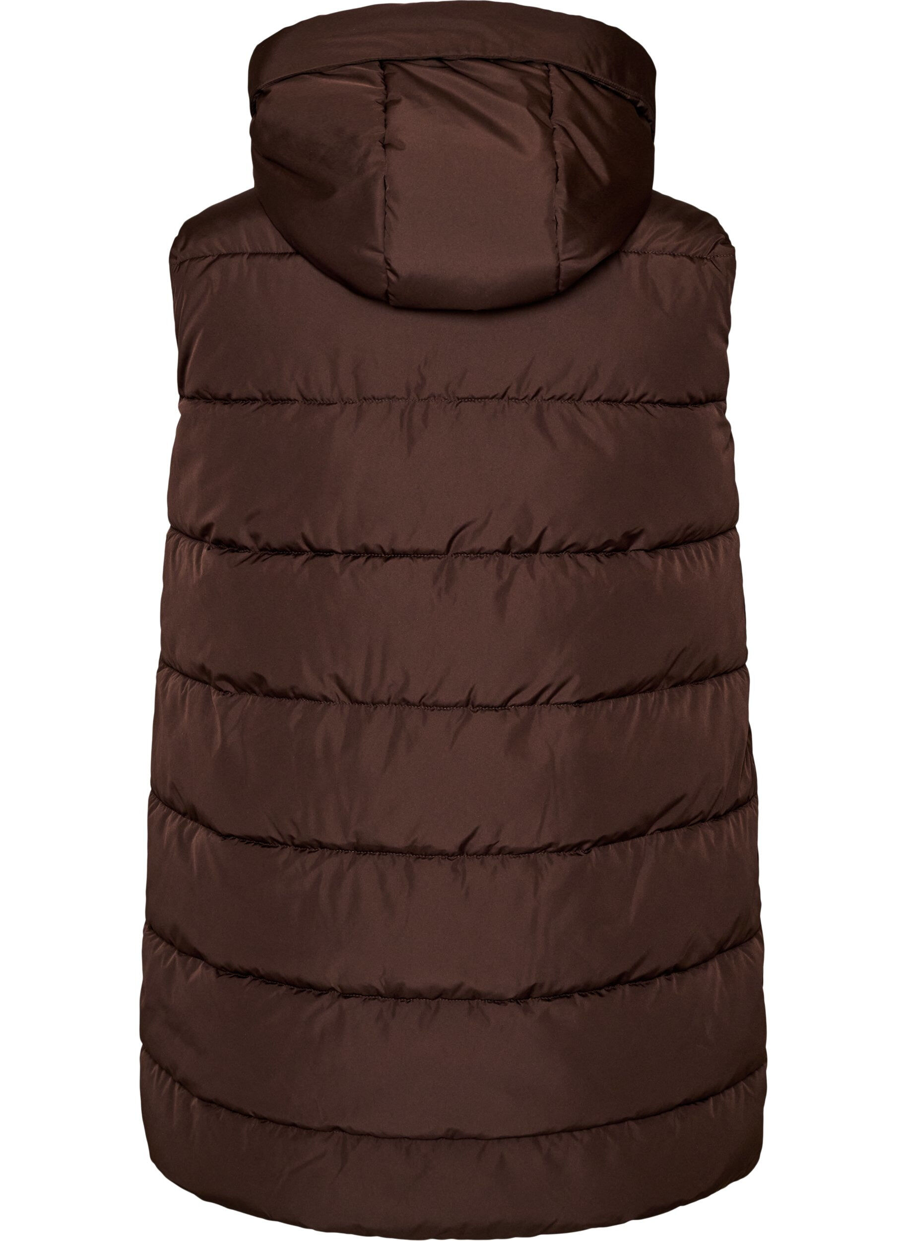 ZizziGilet long avec capuche et poches, Marron, Packshot image number 1