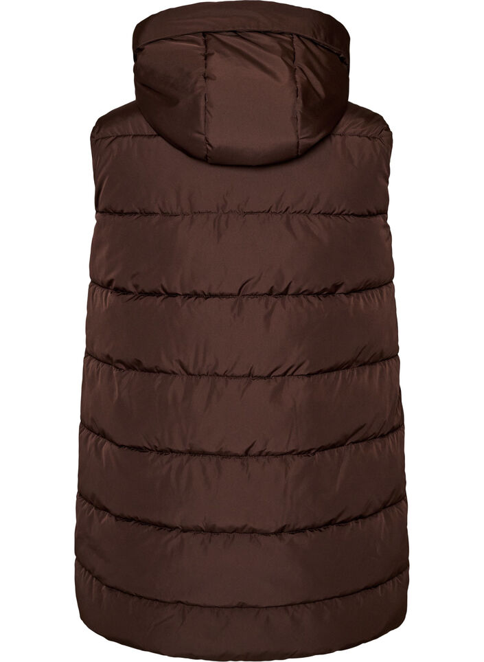Gilet long avec capuche et poches, Marron, Packshot image number 1