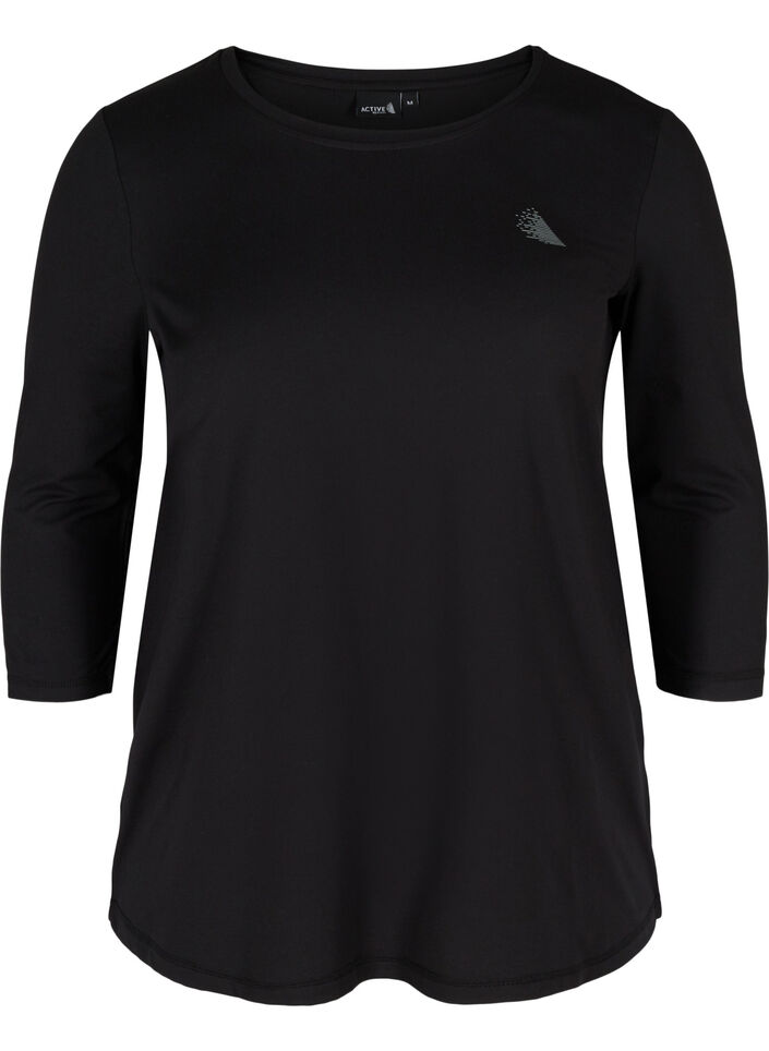 Blouse d'entra&icirc;nement &agrave; manches 3/4, Noir, Packshot image number 0