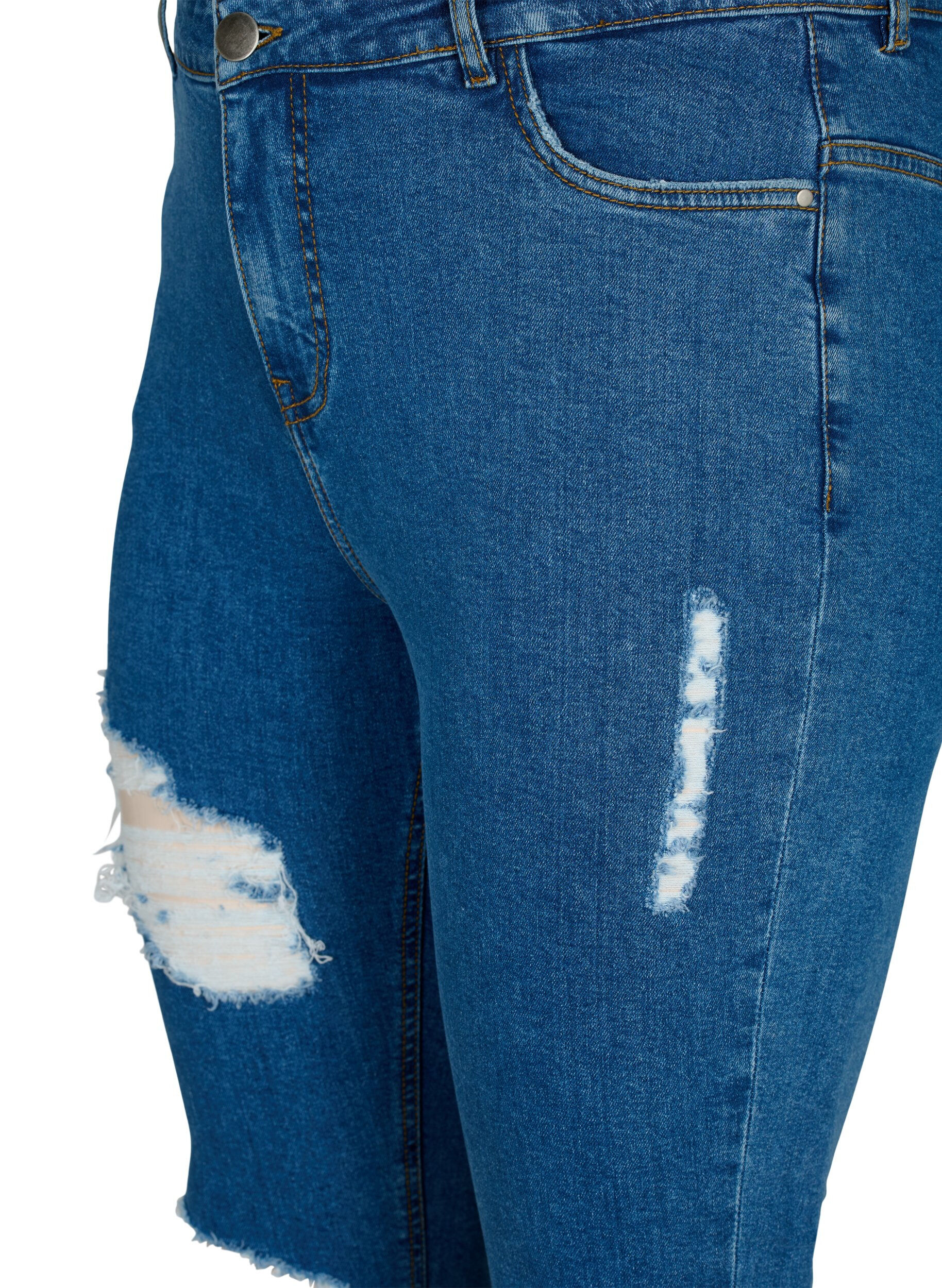 Zizzi Eng anliegende Jeans mit Schlitzen, Blue denim, Packshot image number 2