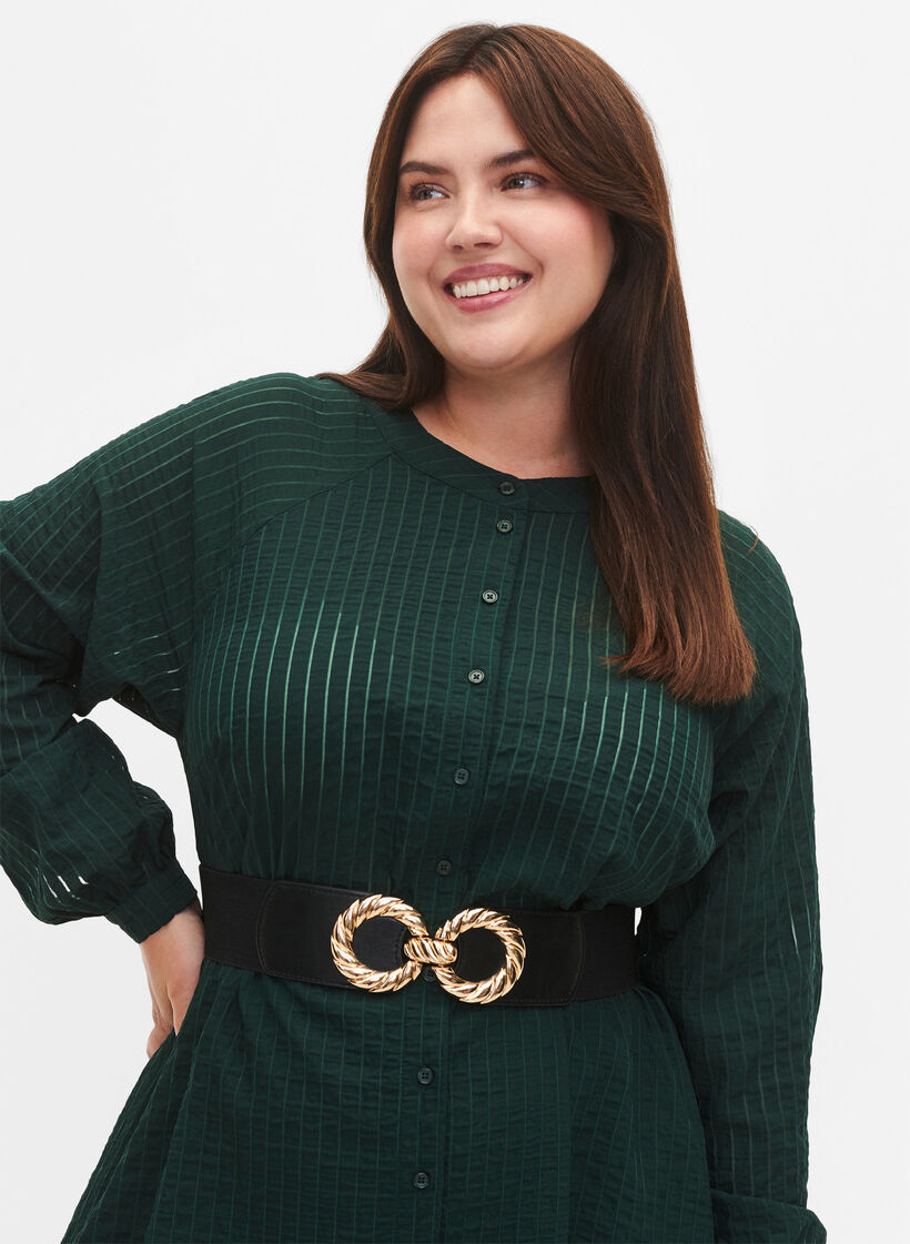 Ceinture extensible avec boucle dorée, Black, Model image number 0