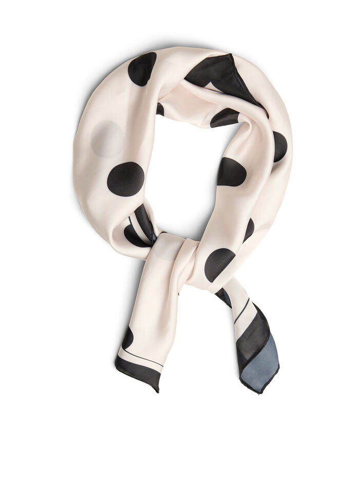Foulard carr&eacute; &agrave; l&rsquo;aspect satin avec un motif, Beige, Packshot image number 0