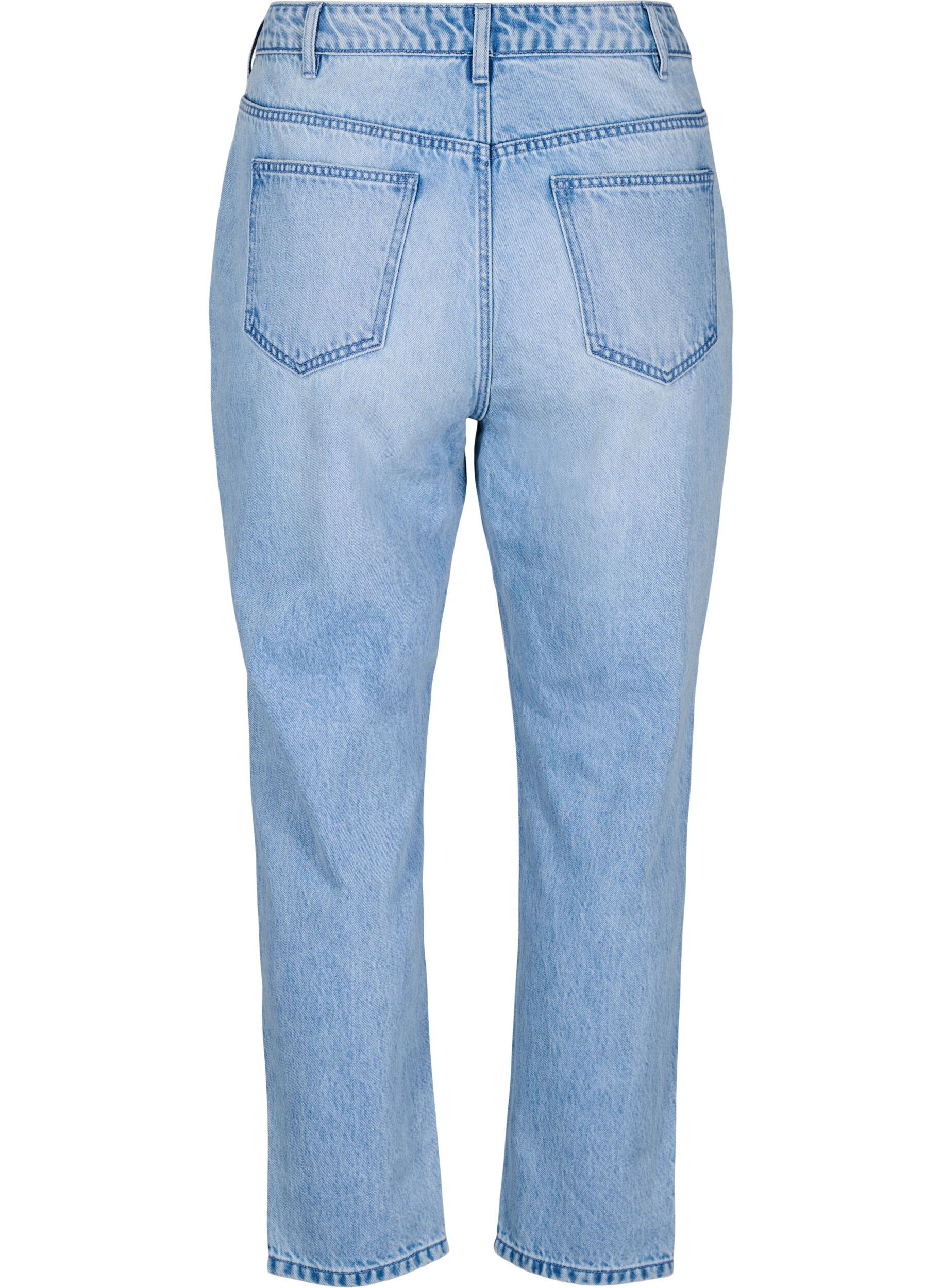 Zizzi Mille Mom Fit Jeans mit Destroyed-Details, Light Blue Denim, Packshot image number 1