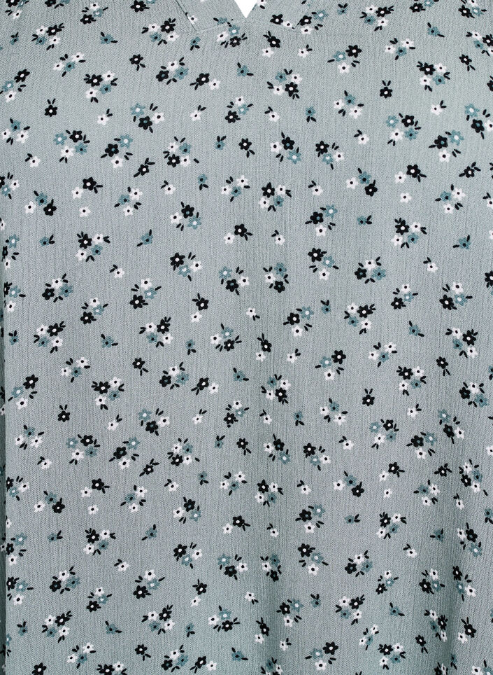 Tunique avec imprimé floral et manches 3/4, Vert, Packshot image number 2