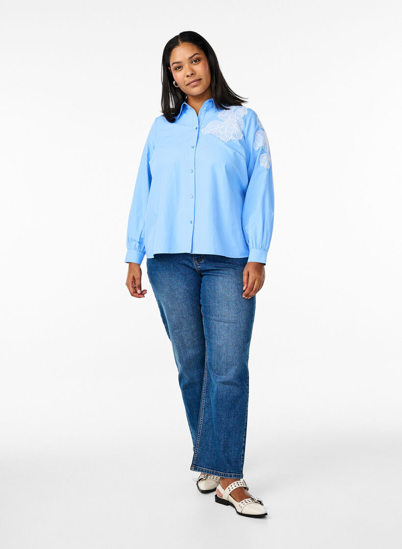 Gemma Jeans mit hoher Taille in Regular Fit, Blau, Model image number 0