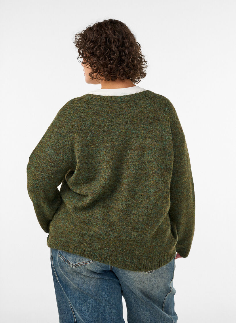Pull ample &agrave; col rond, Vert fonc&eacute;, Model image number 2