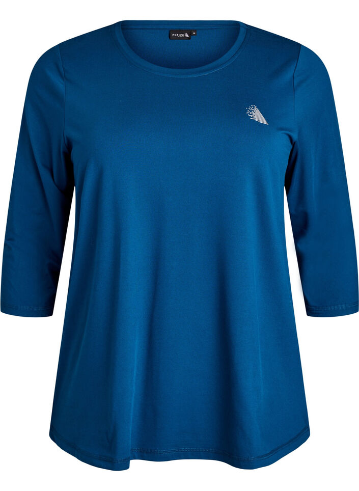 Trainingsshirt mit 3/4-Ärmeln, Blau, Packshot image number 0