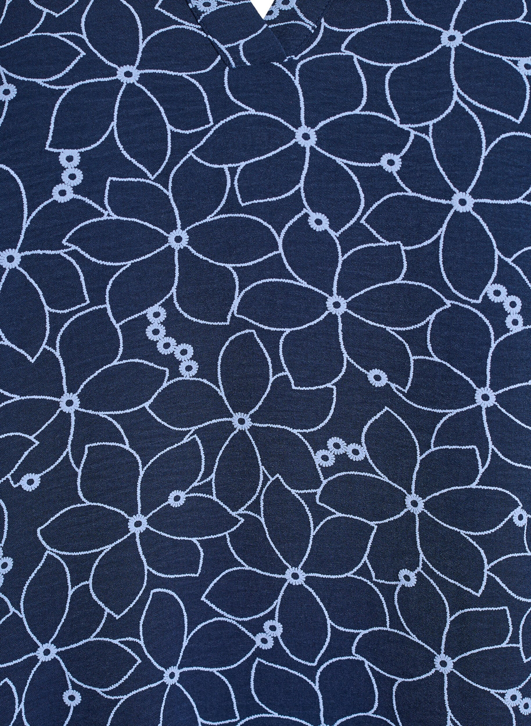 Zizzi Blouse &agrave; manches longues avec broderie florale, Bleu, Packshot image number 2