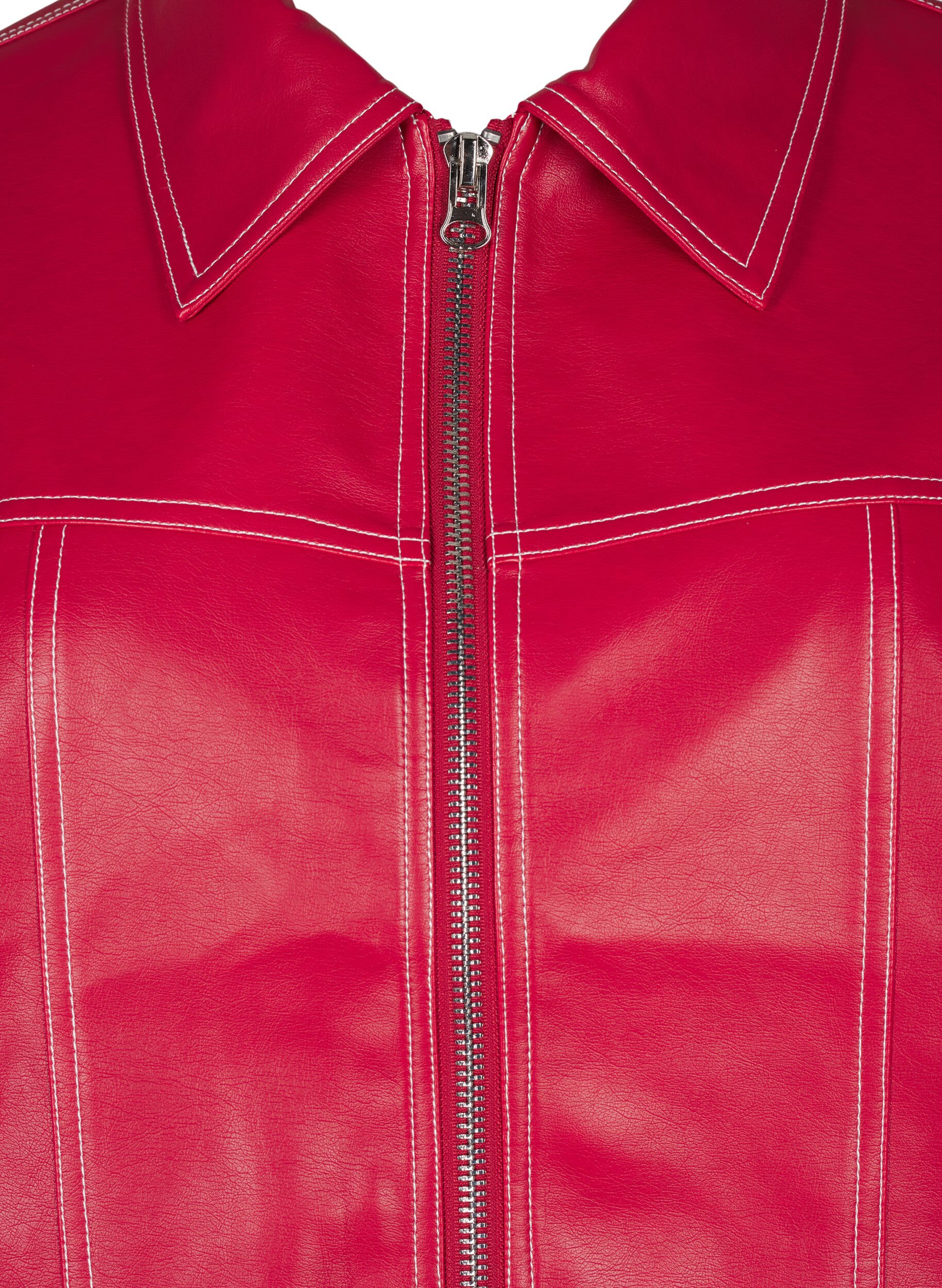 Zizzi Blouson bomber en similicuir, Rhythmic Red, Packshot image number 2