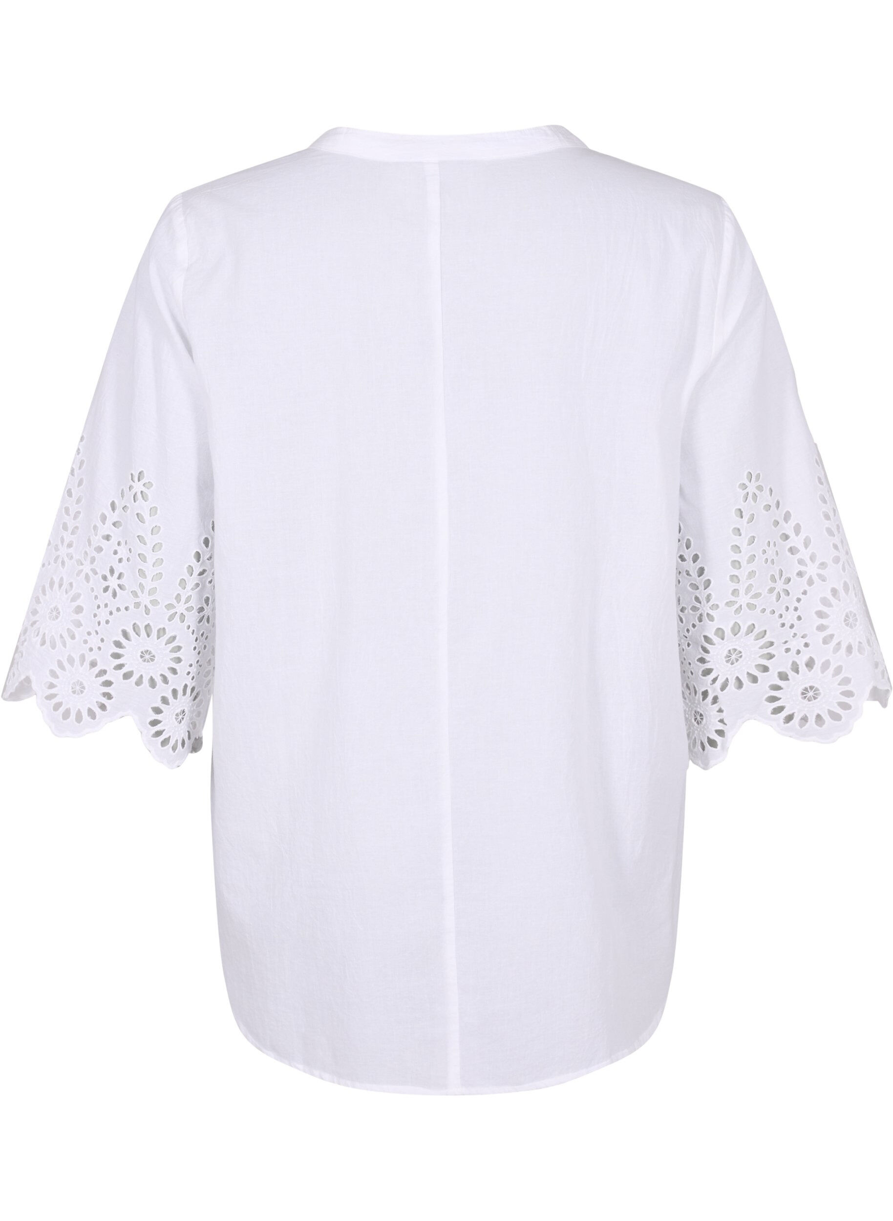 Zizzi Bluse mit Spitzenbesatz und 3/4-&Auml;rmeln, Bright White, Packshot image number 1