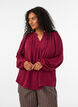 Blouse avec col en V et bande en crochet, Rouge, Model image number 0