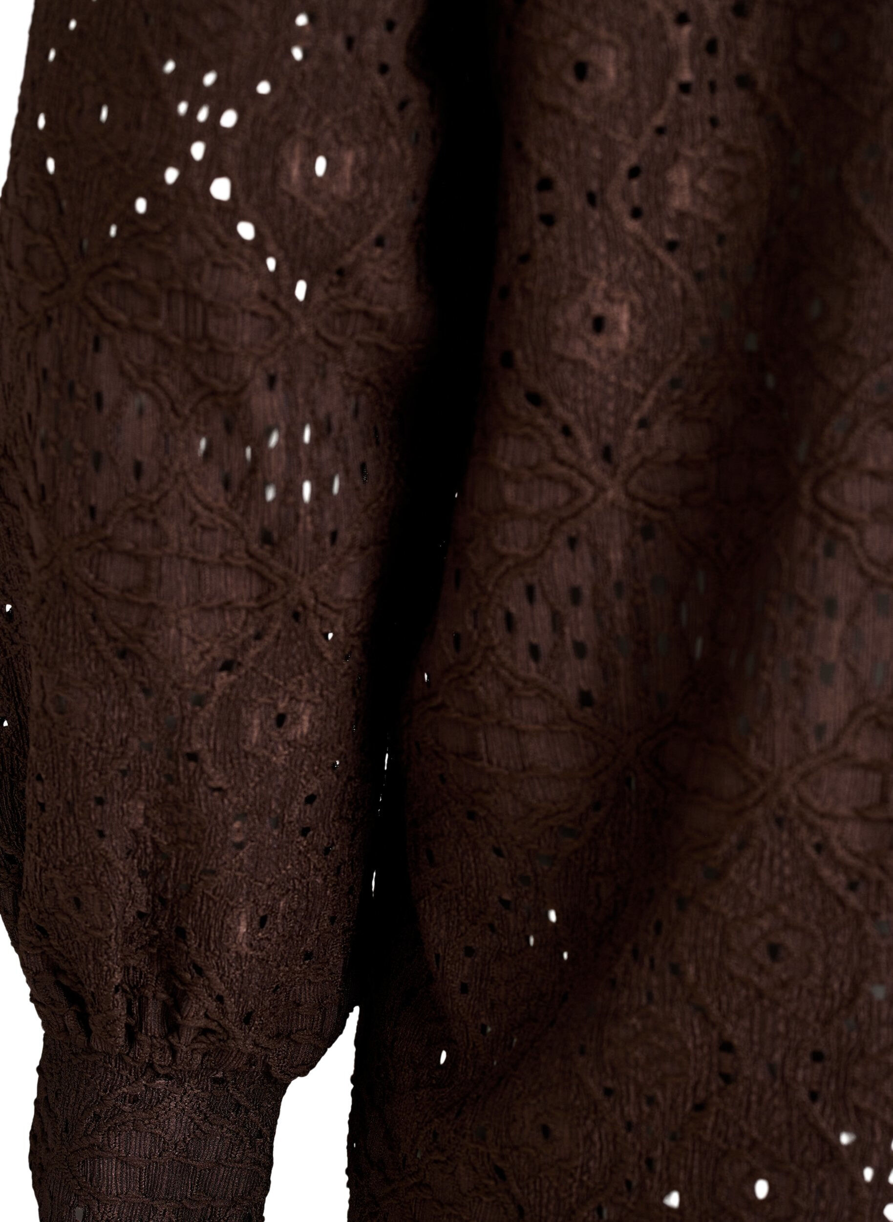 Zizzi Blouse &agrave; manches longues avec broderie ajour&eacute;e, Marron, Packshot image number 3