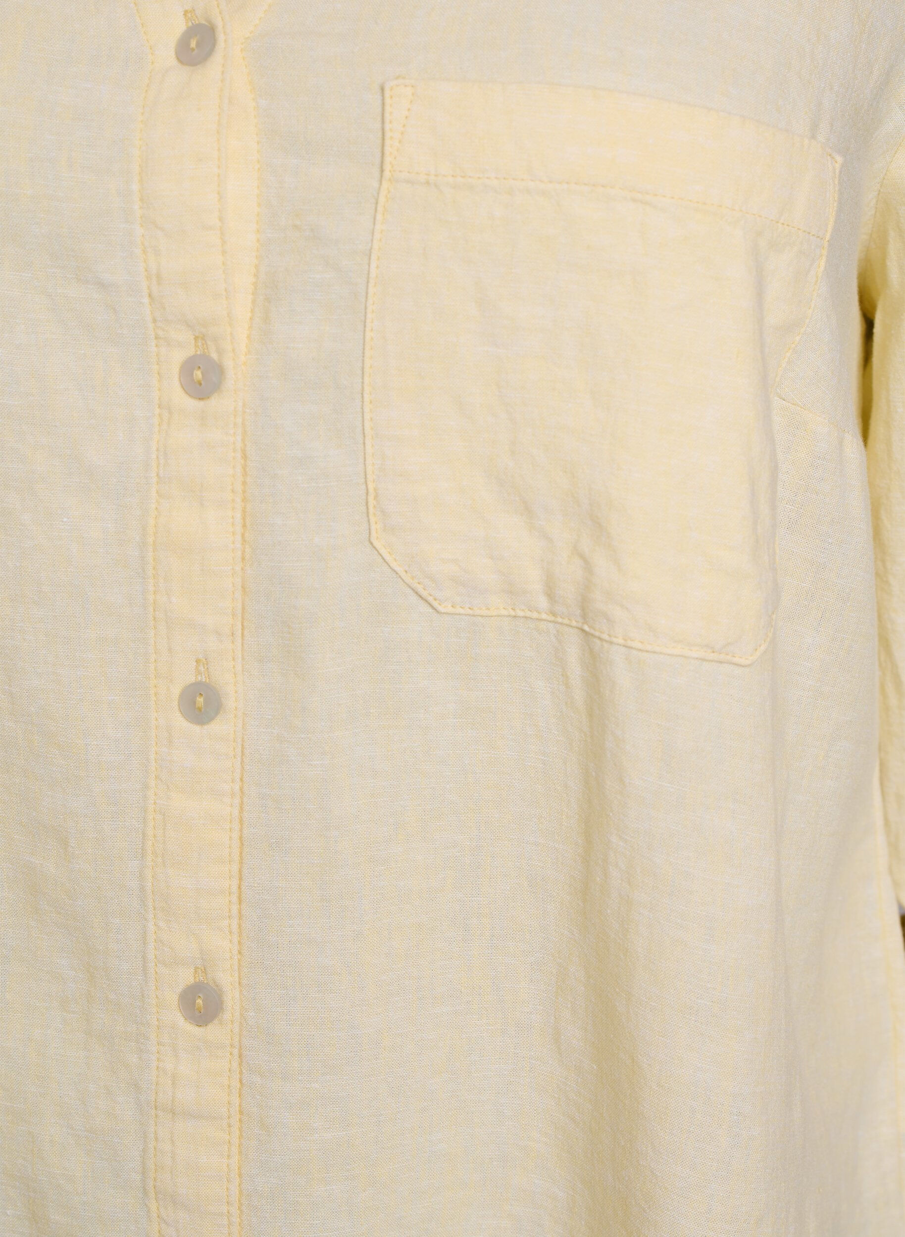 ZizziChemise en lin et viscose avec manches 3/4, Jaune clair, Packshot image number 2