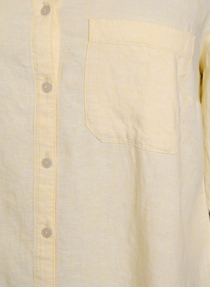 Chemise en lin et viscose avec manches 3/4, Jaune clair, Packshot image number 2