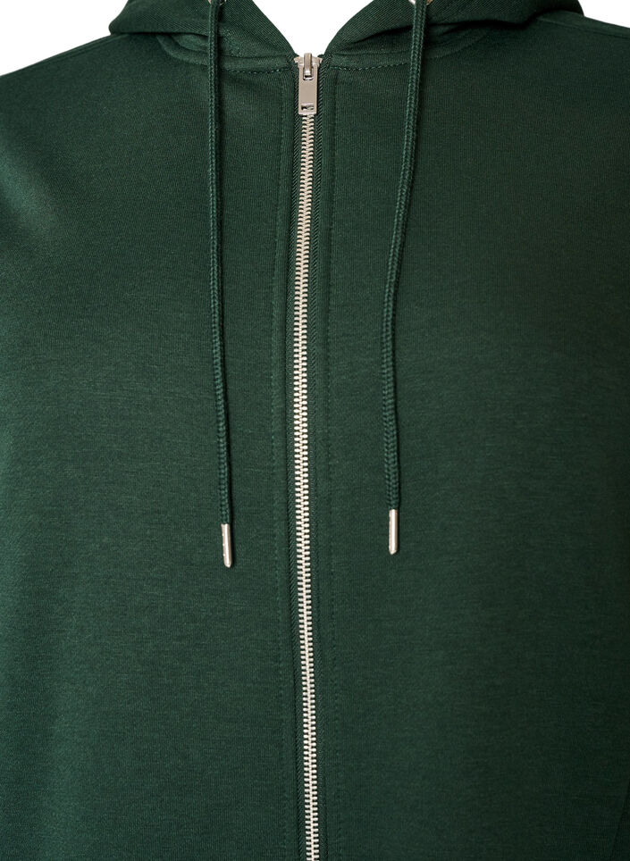 Langer Hoodie mit Rei&szlig;verschluss und Taschen, Gr&uuml;n, Packshot image number 2