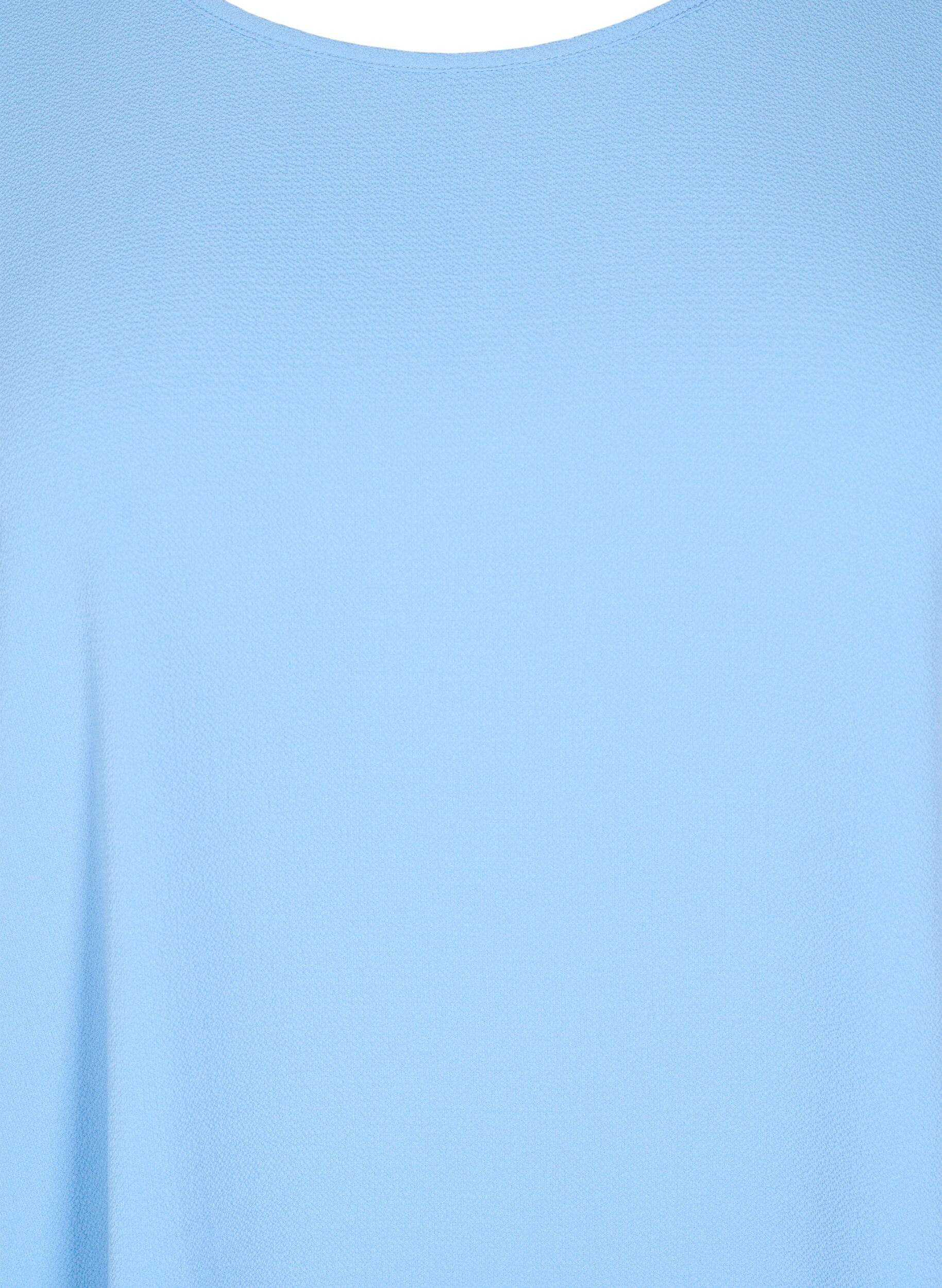 Zizzi Bluse mit kurzen &Auml;rmeln und Rundhalsausschnitt, Blau, Packshot image number 2