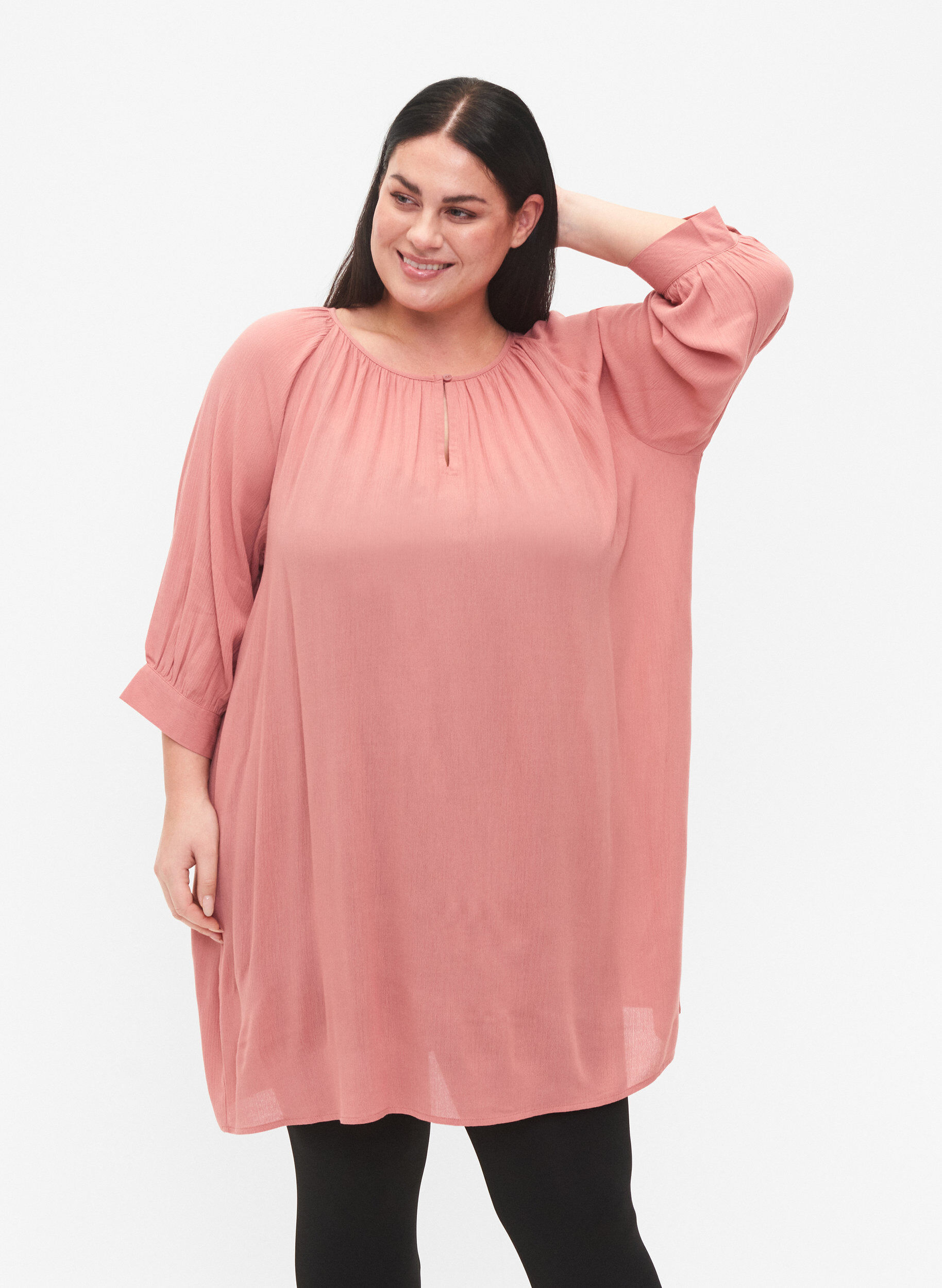 Zizzi Viskosetunika mit 3/4-&Auml;rmeln, Rot, Model image number 0