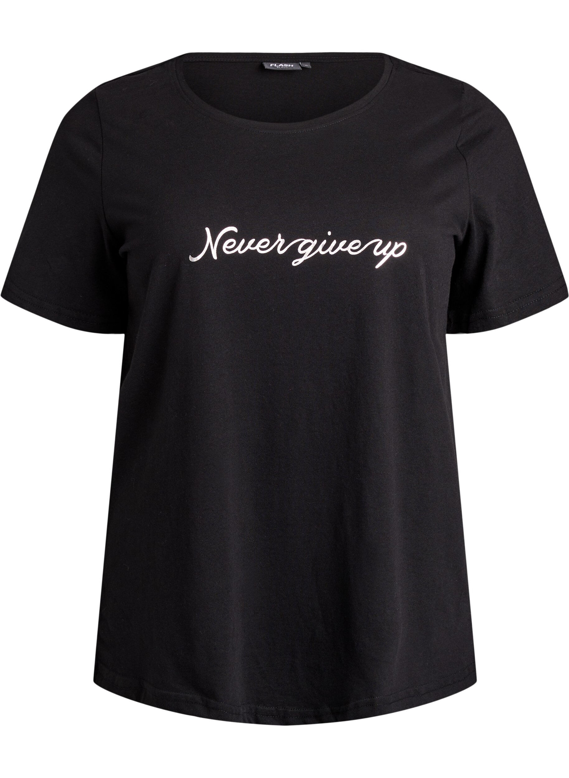 Zizzi T-shirt imprim&eacute;, Noir, Packshot image number 0