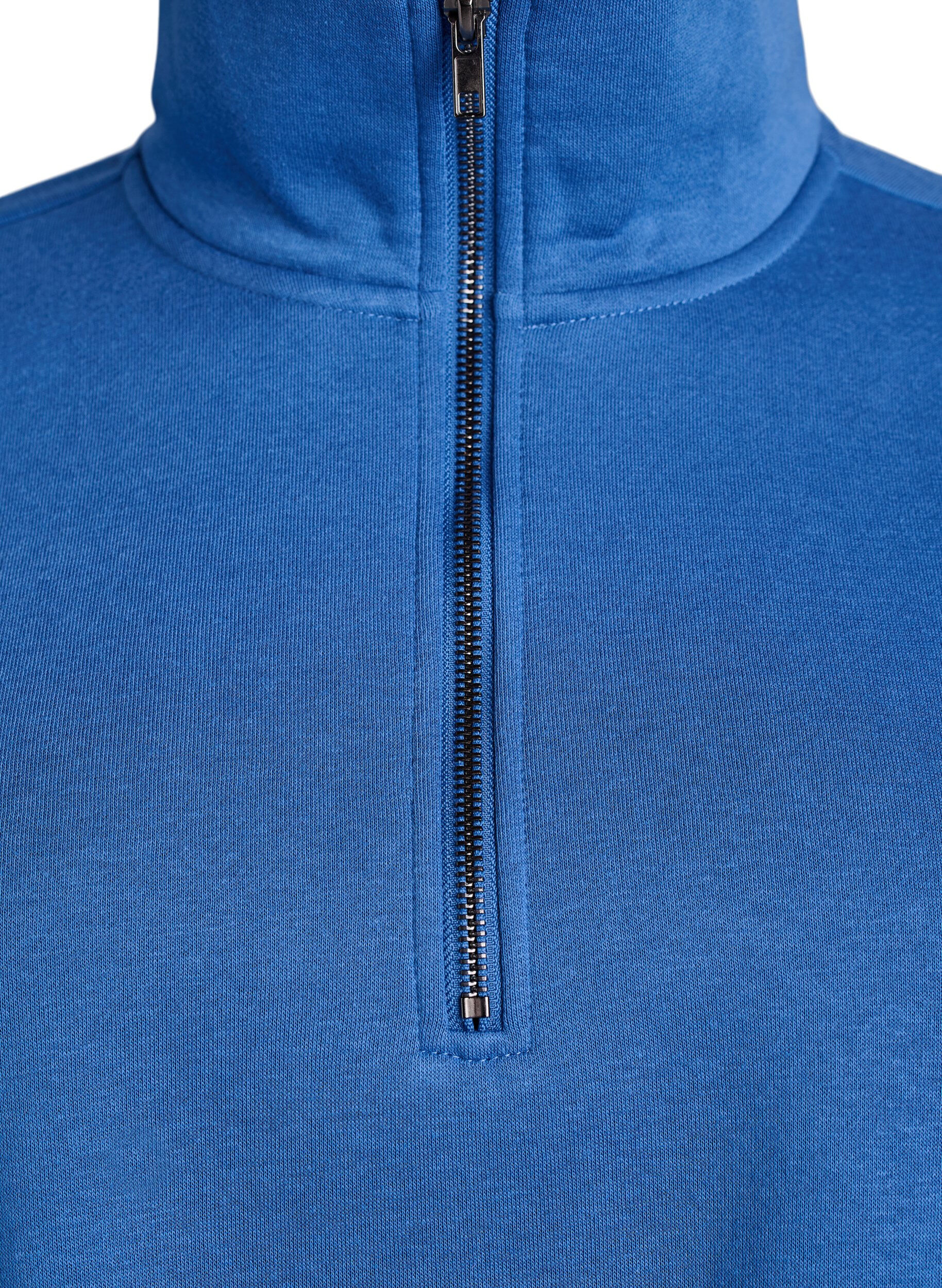 Zizzi Sweatshirt mit hohem Kragen und Rei&szlig;verschluss, Blau, Packshot image number 2