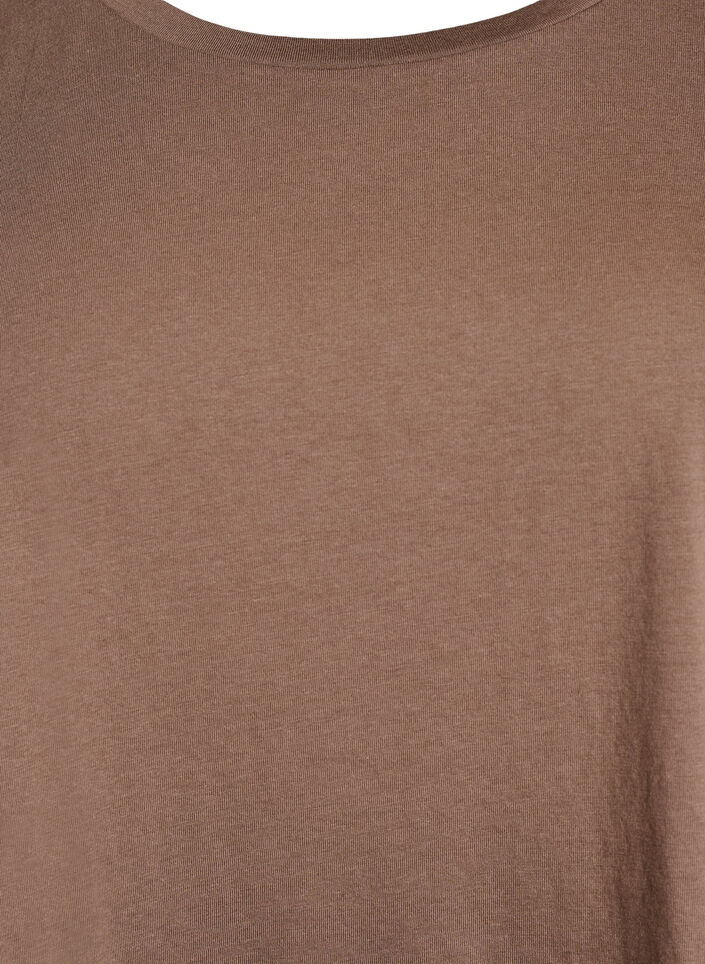 T-shirt &agrave; manches courtes en m&eacute;lange de coton, Marron, Packshot image number 2