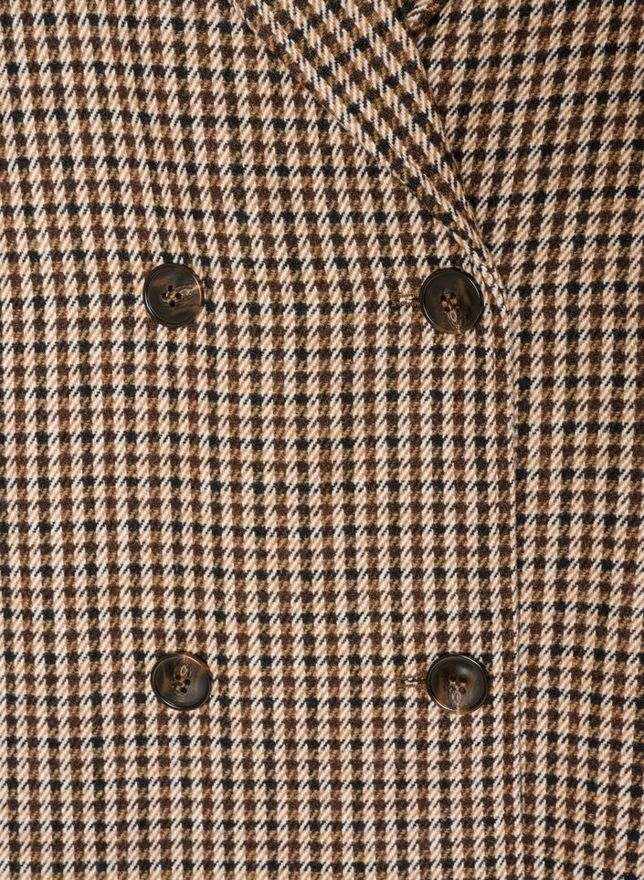 Manteau court &agrave; carreaux &agrave; double boutonnage, Marron, Packshot image number 2