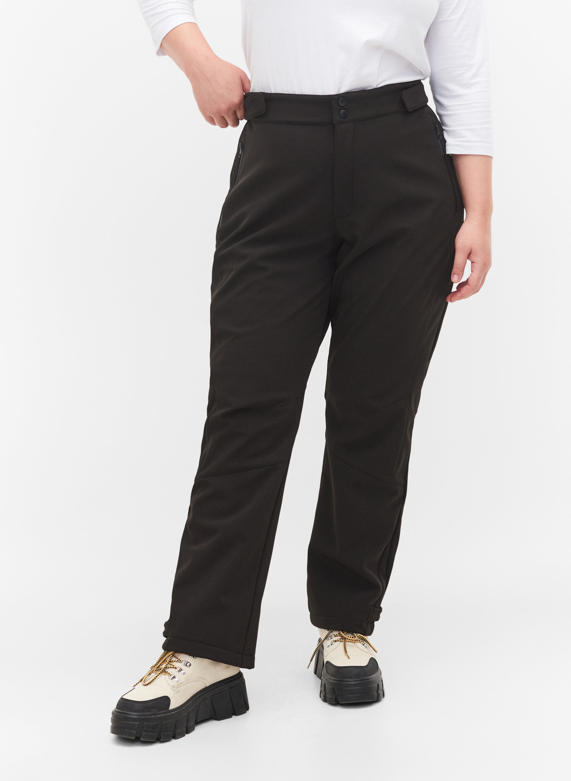 ZizziSoftshell-Hose mit justierbarem Klettverschluss, Schwarz, Model image number 3