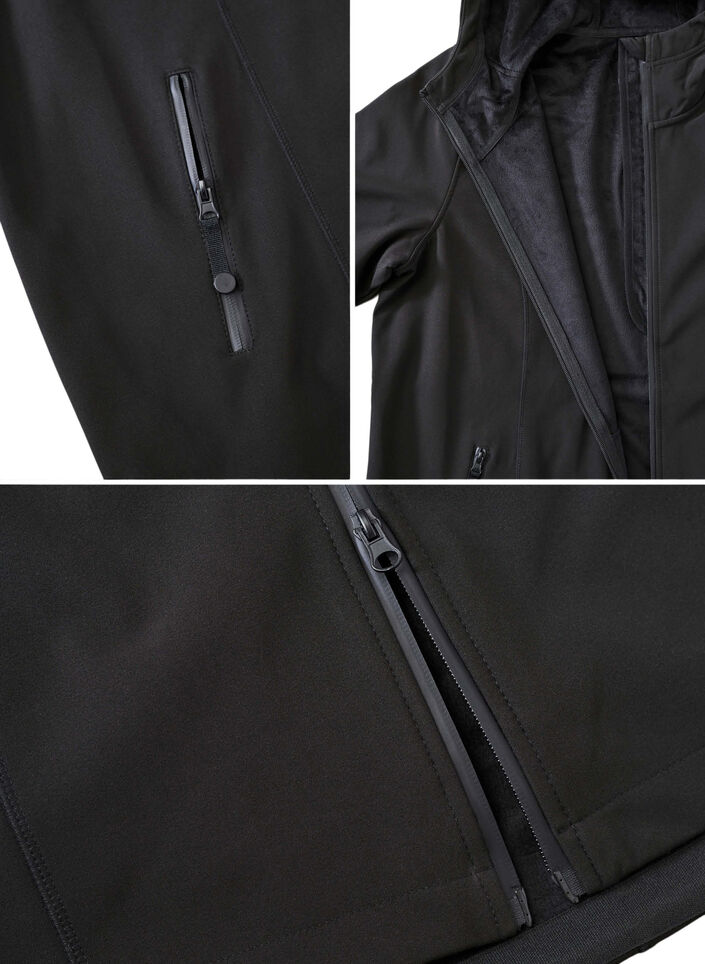 Veste softshell courte avec capuche amovible, Noir, Packshot image number 4