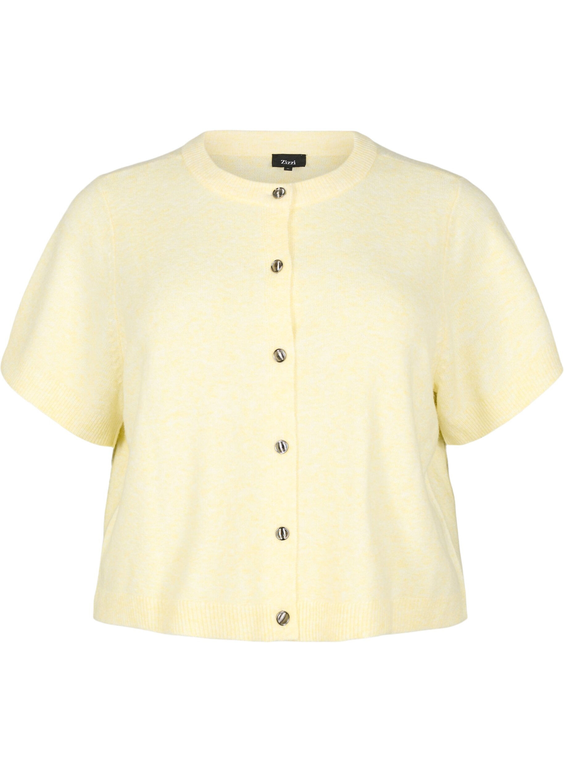 Zizzi Cardigan en tricots &agrave; manches courtes, Jaune clair, Packshot image number 0