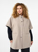 Veste cape en tissu imitation laine et à manches courtes, Simply Taupe Mel., Model image number 0