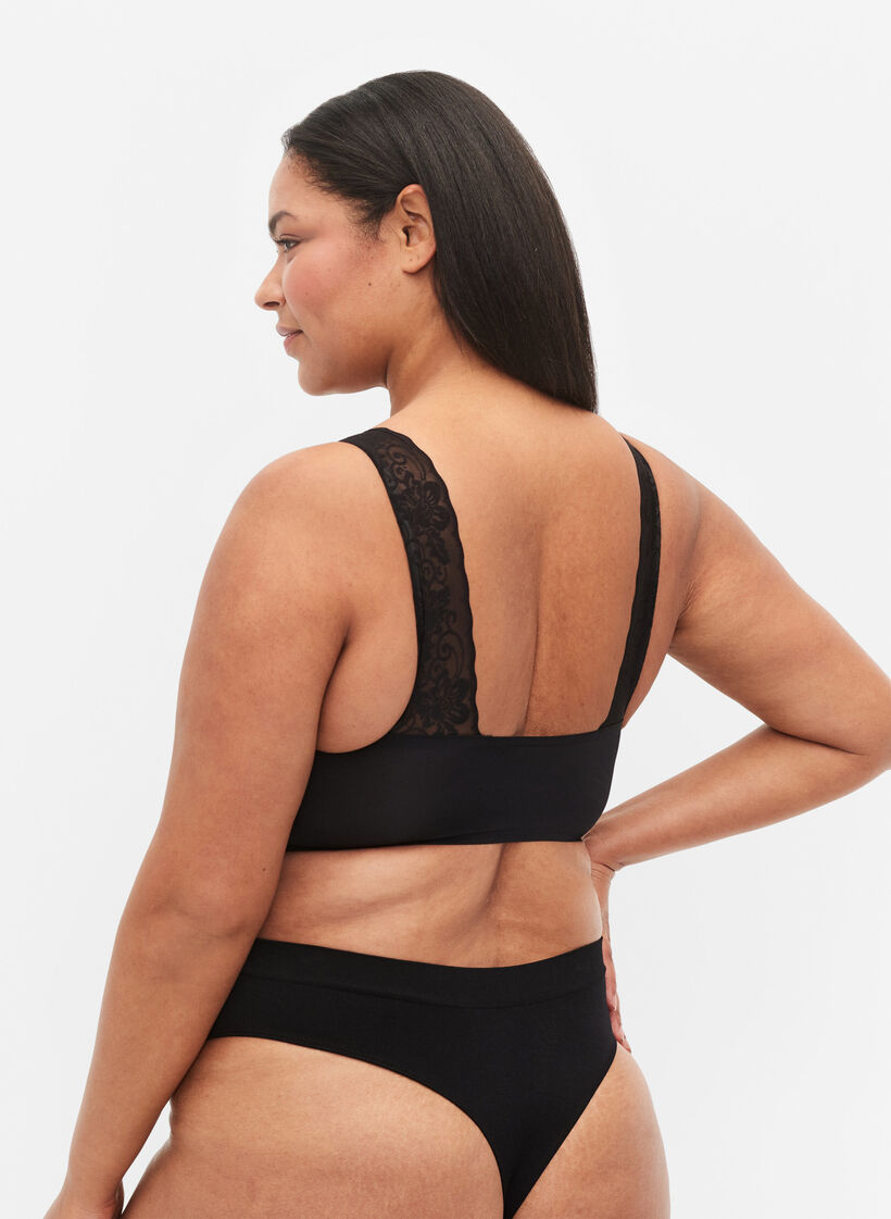 Soutien-gorge souple avec bretelles en dentelle, Black, Model image number 1