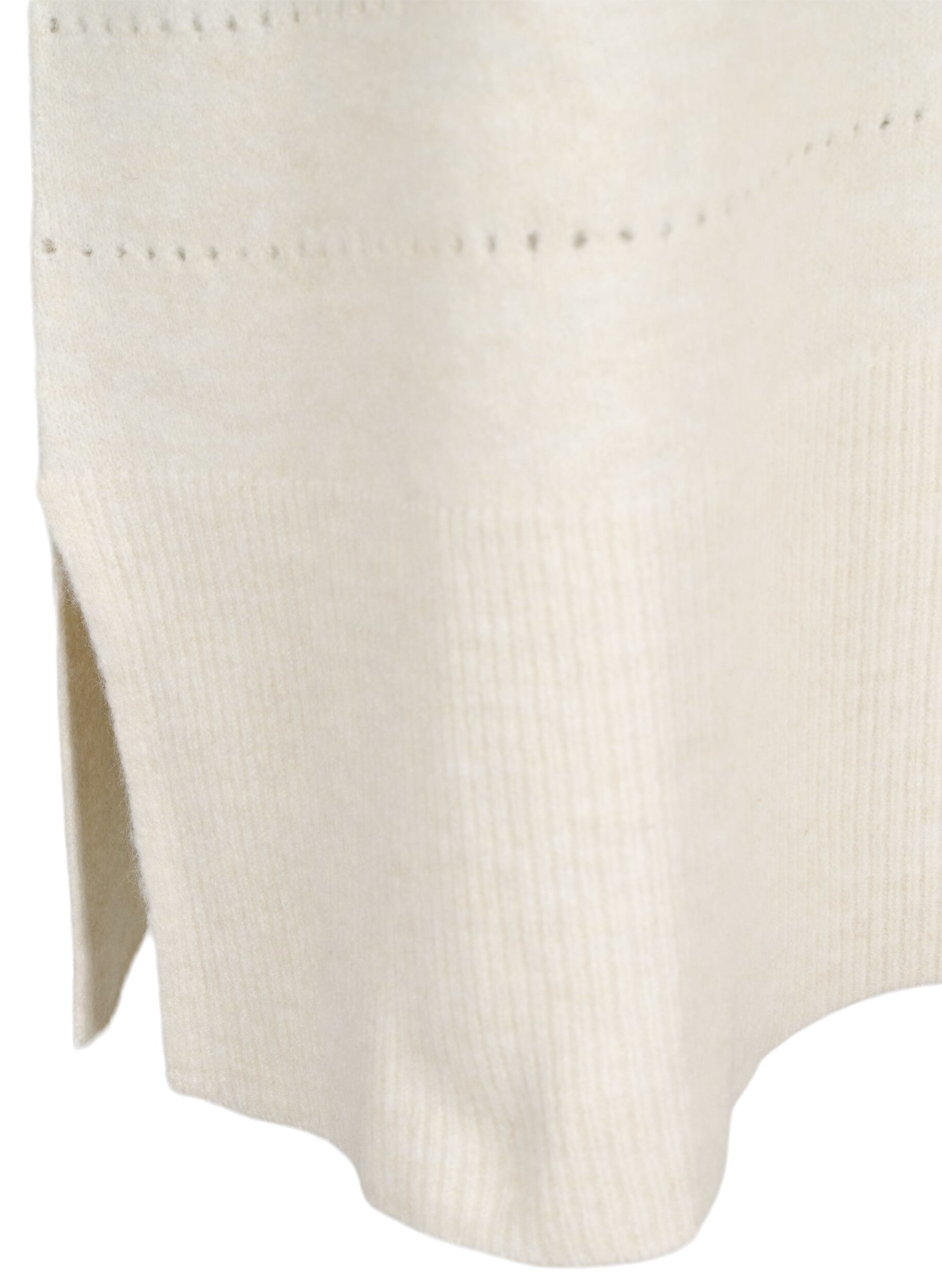 Zizzi Strickkleid mit Schlitzen und Lochmuster, Birch Mel., Packshot image number 3