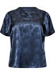 Blouse en satin &agrave; imprim&eacute; floral et col V, Bleu, Packshot image number 0