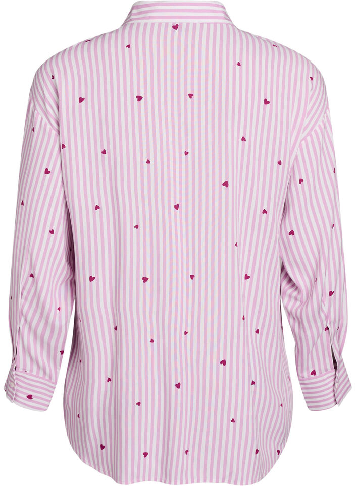Chemise de nuit &agrave; rayures et c&oelig;urs, Rose, Packshot image number 1