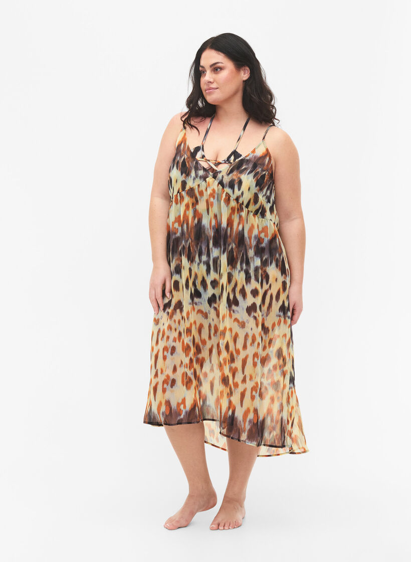 Strandkleid mit Leopardenmuster und Träger, Abstract Leopard, Model image number 0