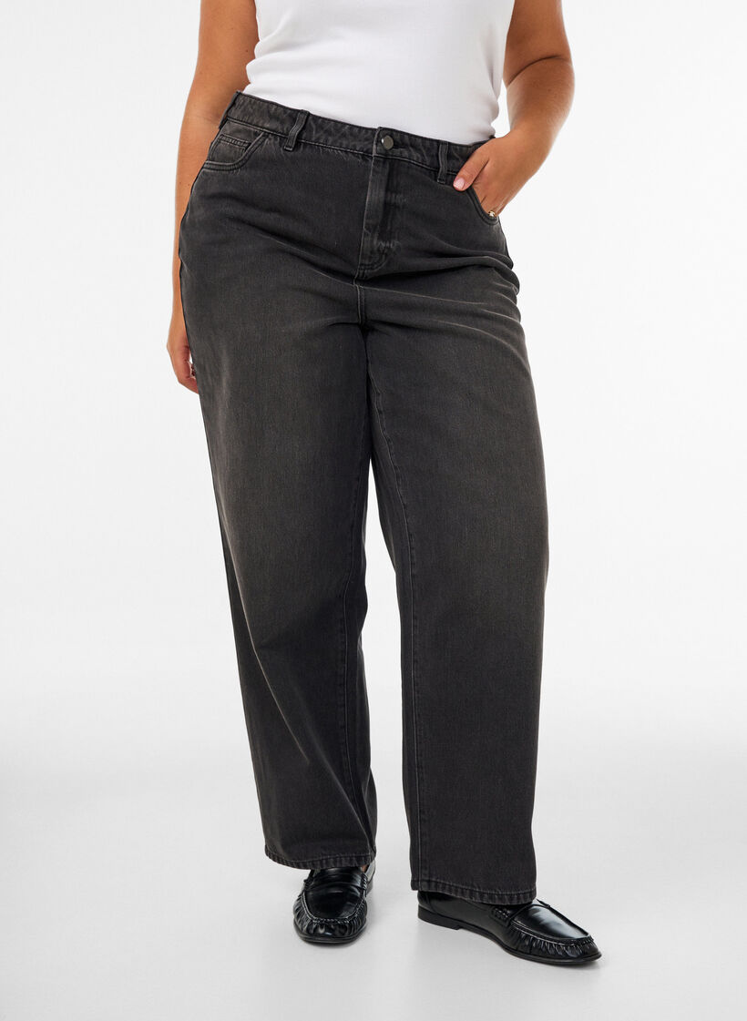 Kiana Straight-Fit-Jeans mit hoher Taille, Schwarz, Model image number 2