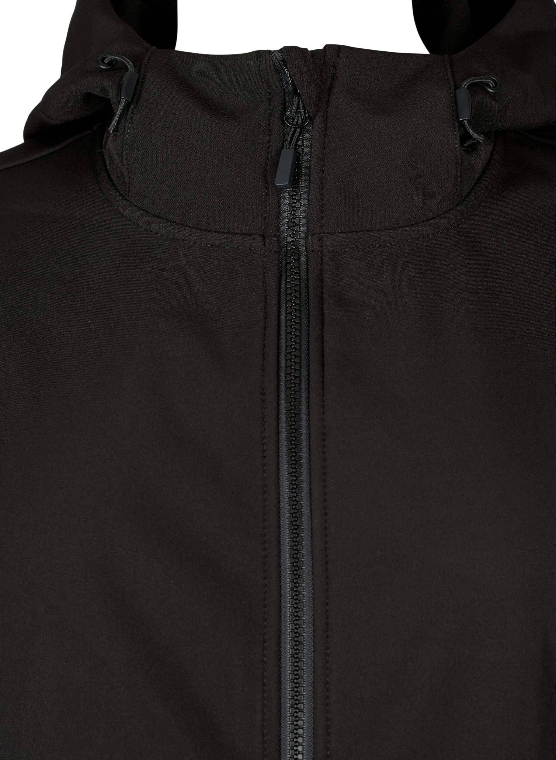 Zizzi Kurze Softshell-Jacke mit Taschen, Black, Packshot image number 2