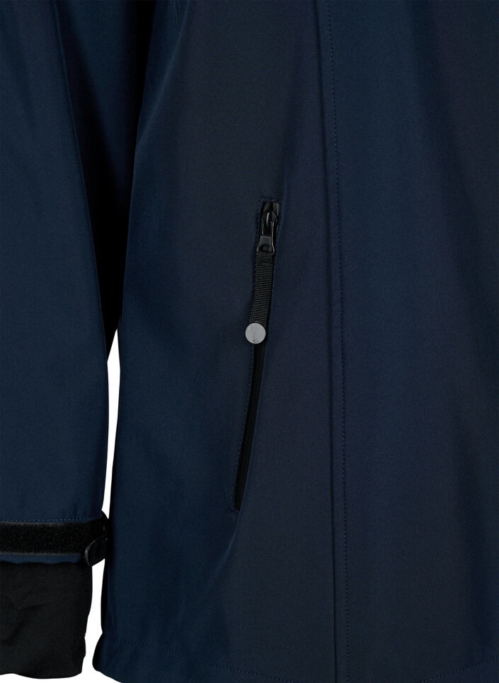 Kurze Softshell-Jacke mit abnehmbarer Kapuze, Blau, Packshot image number 3